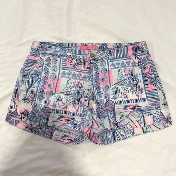 Lilly Pulitzer Pants - NWT LILLY PULITZER SIZE 4 ADIE RUFFLE POCKET STRETCH SHORT *OH BUOY*WHISPER BLUE
